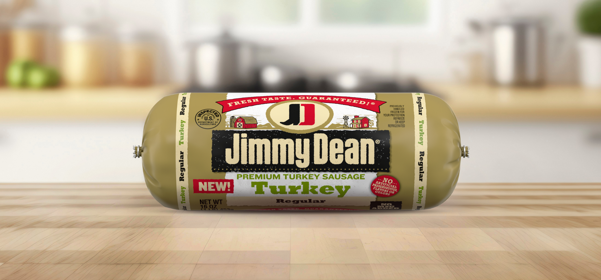 Jimmy Dean Turkey Sausage Packaging on the Counter