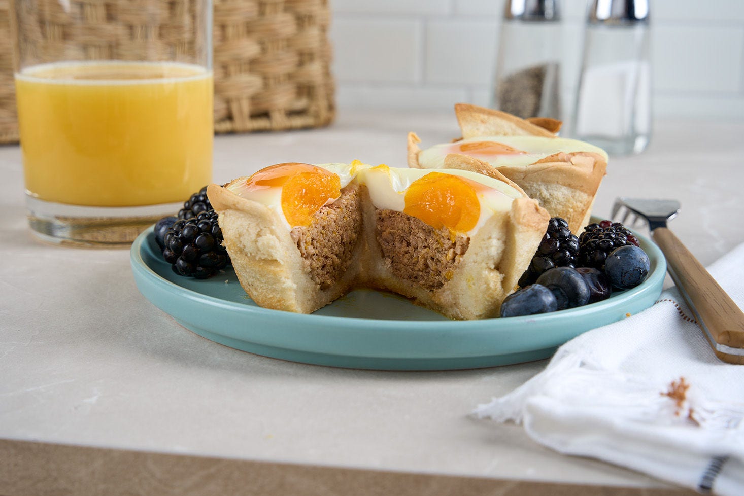 jimmy dean turkey sausage breakfast cups with a side of fruit