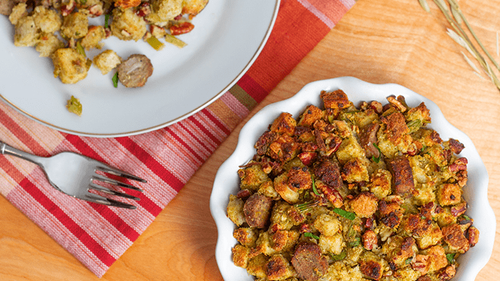 Easy Cornbread Stuffing with Turkey Sausage