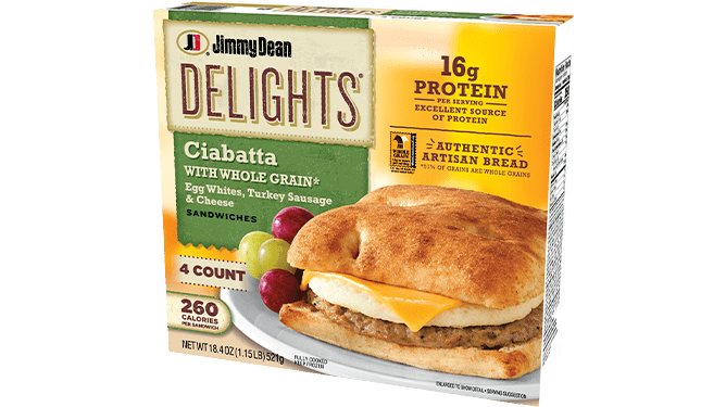 Jimmy Dean Delights Egg Whites, Turkey Sausage & Cheese Ciabatta Sandwiches