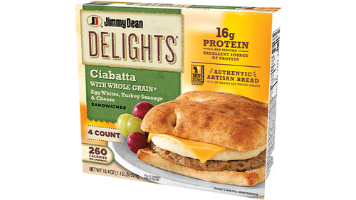 Delights Egg Whites, Turkey Sausage & Cheese Ciabatta Sandwiches