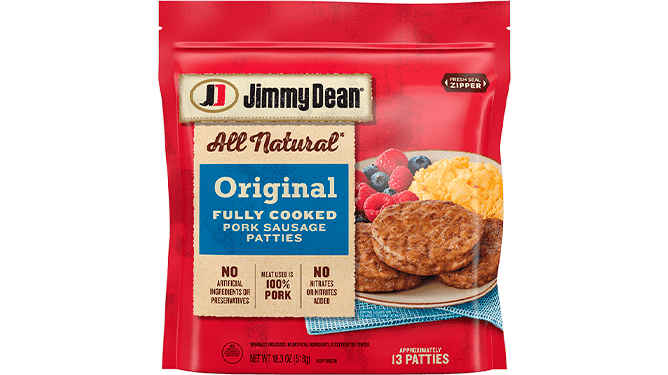 Jimmy Dean All Natural* Fully Cooked Pork Sausage Patties