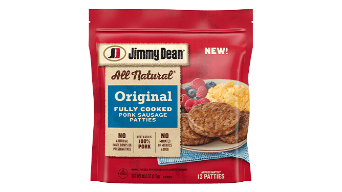 Jimmy Dean All Natural* Fully Cooked Pork Sausage Patties