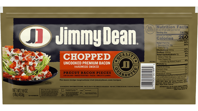 Chopped Hardwood Smoked Uncooked Bacon Jimmy Dean Brand