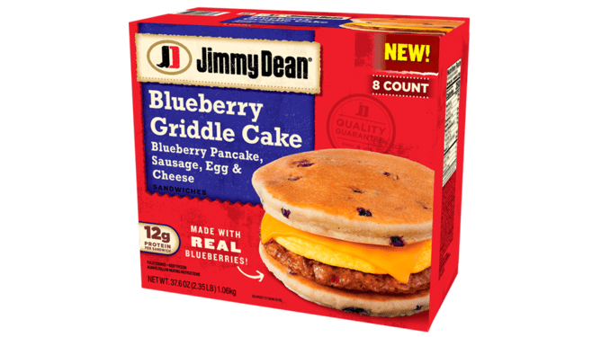 Jimmy Dean Sausage, Egg and Cheese Blueberry Griddle Cake Sandwiches 