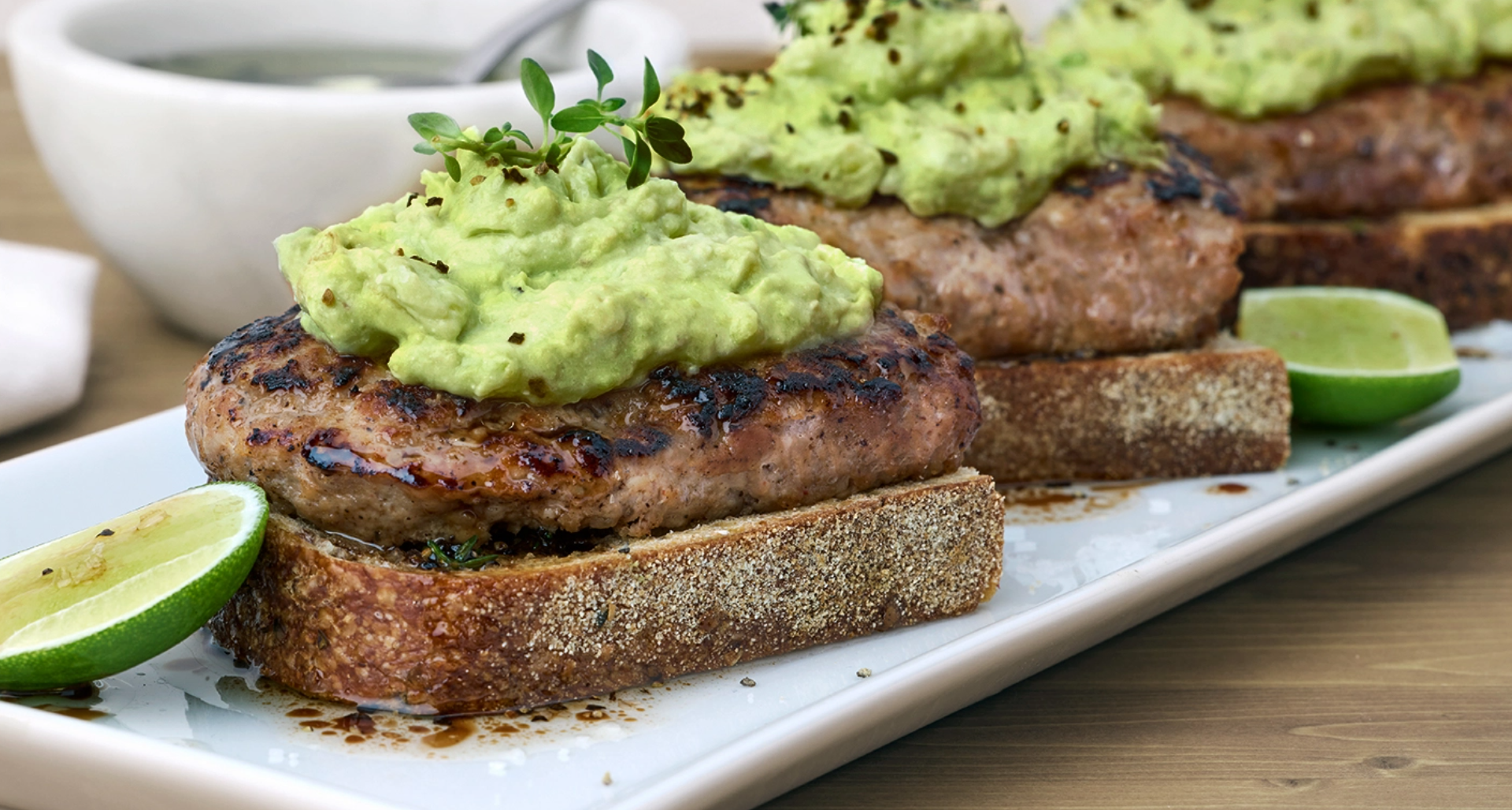 Turkey Sausage and Avocado Toast with Herb Dressing