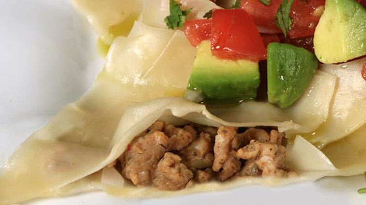 Southwestern Sausage Ravioli and Avocado Salsa