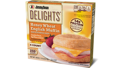 Delights Canadian Bacon, Egg White & Cheese Honey Wheat English Muffin