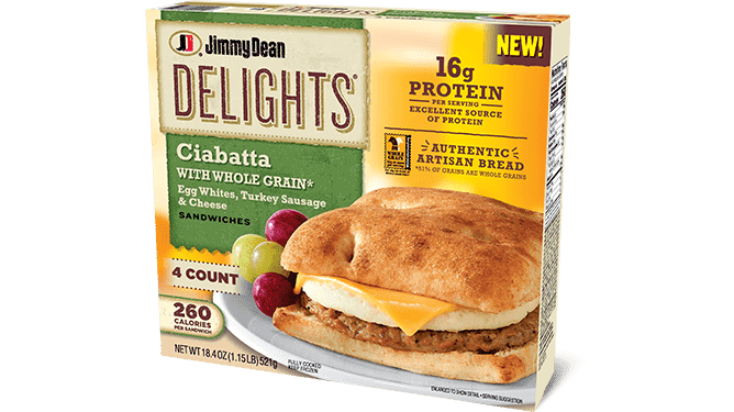 Jimmy Dean Delights Egg Whites, Turkey Sausage & Cheese Ciabatta Sandwiches