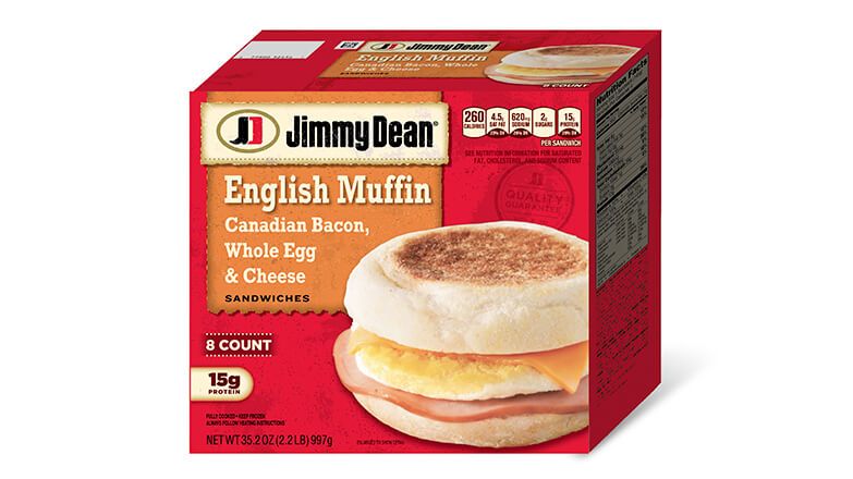Muffin con Tocino Canadiense, Huevo Estrellado y Queso 