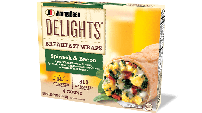 Delights Spinach and Bacon Breakfast Wraps